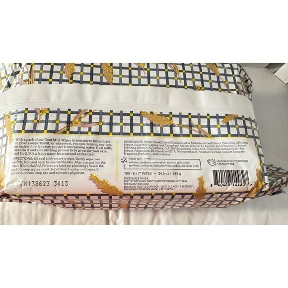 Beekman 1802 Goat Milk Facial Cleansing Wipes Lavender 100 Count NEW SEALED - Picture 3 of 3